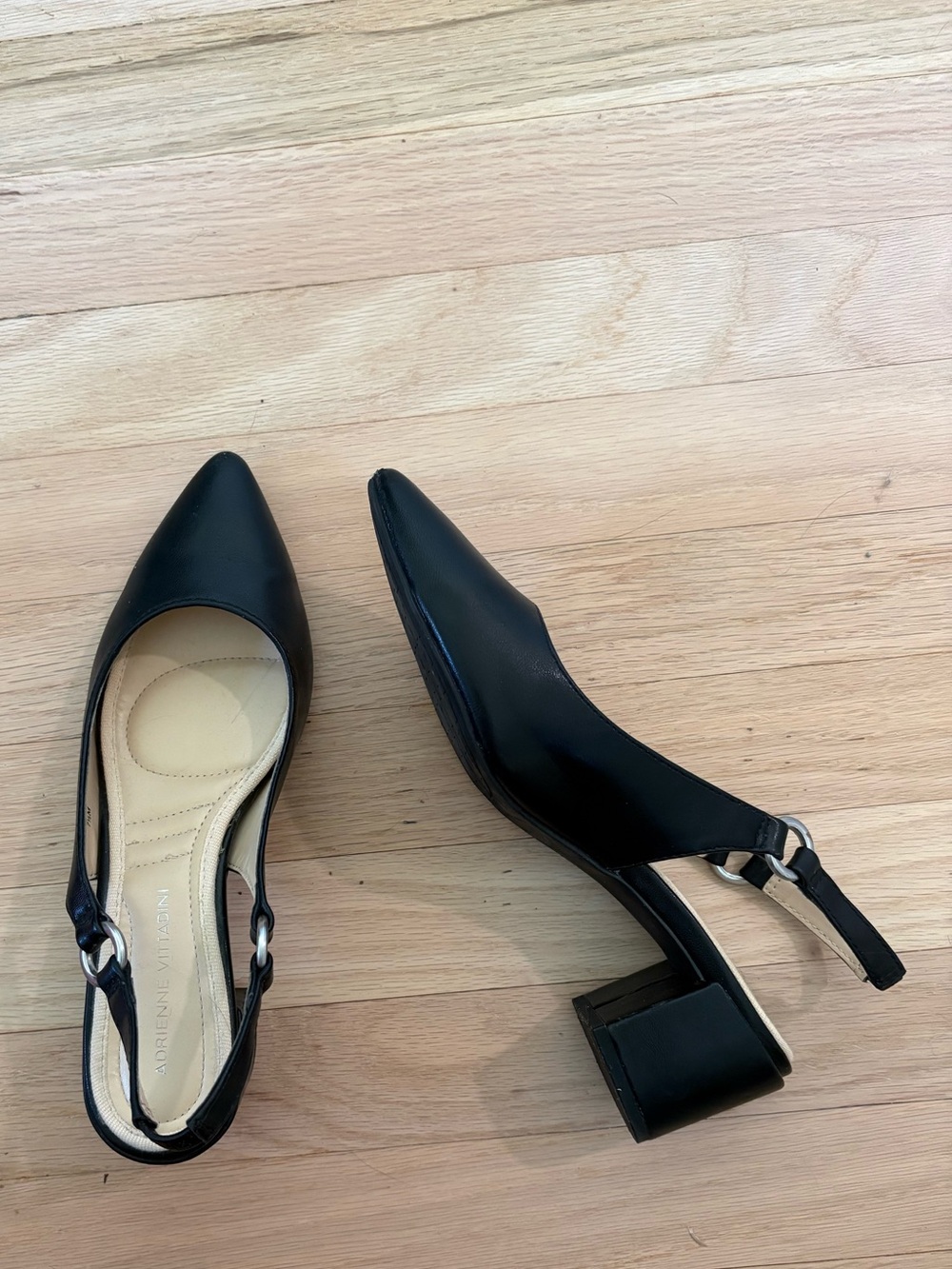 Black pointed toe heels